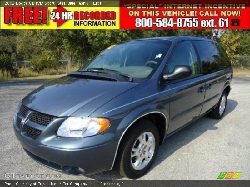 Steel Blue Pearl / Taupe 2002 Dodge Caravan Sport