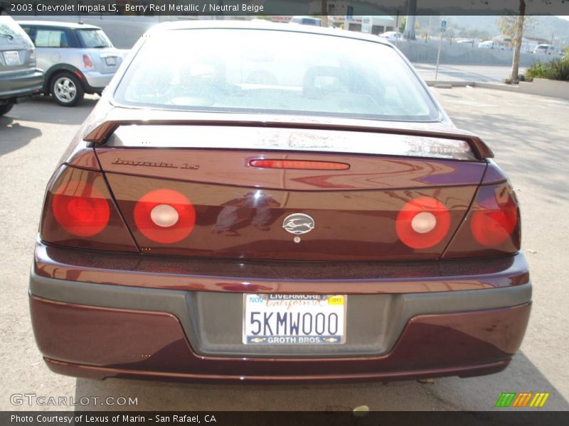 Berry Red Metallic / Neutral Beige 2003 Chevrolet Impala LS
