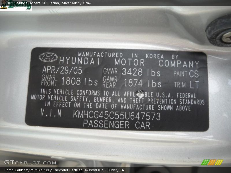Silver Mist / Gray 2005 Hyundai Accent GLS Sedan