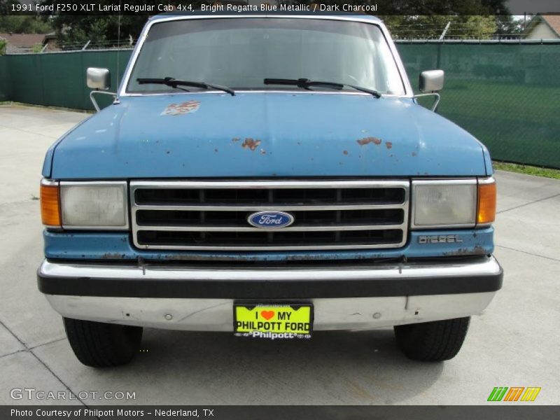 Bright Regatta Blue Metallic / Dark Charcoal 1991 Ford F250 XLT Lariat Regular Cab 4x4