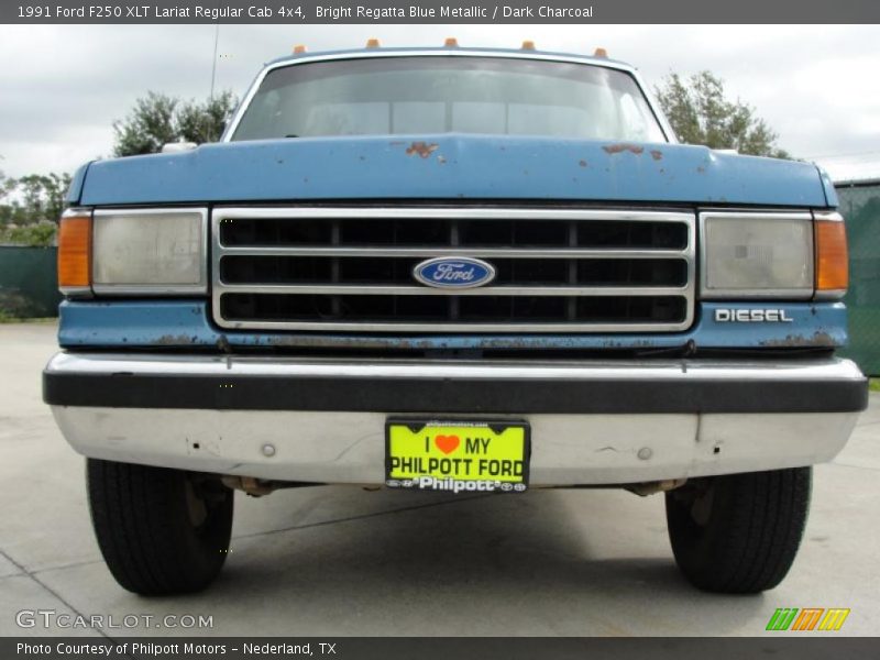 Bright Regatta Blue Metallic / Dark Charcoal 1991 Ford F250 XLT Lariat Regular Cab 4x4