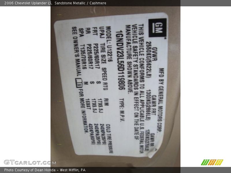 Sandstone Metallic / Cashmere 2006 Chevrolet Uplander LS