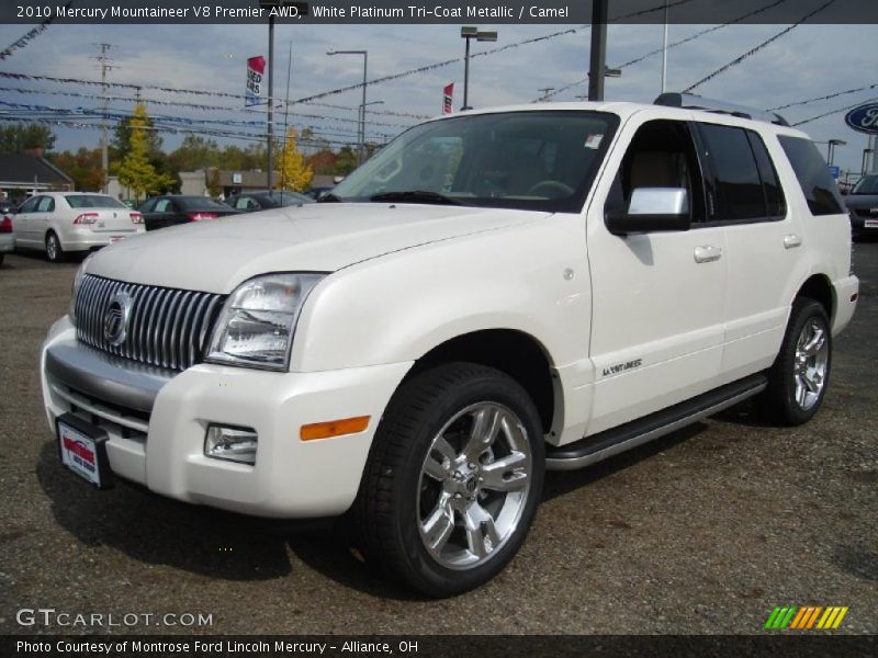 White Platinum Tri-Coat Metallic / Camel 2010 Mercury Mountaineer V8 Premier AWD