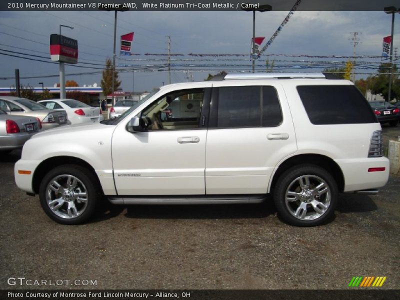 White Platinum Tri-Coat Metallic / Camel 2010 Mercury Mountaineer V8 Premier AWD