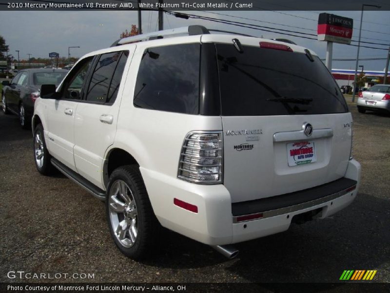 White Platinum Tri-Coat Metallic / Camel 2010 Mercury Mountaineer V8 Premier AWD
