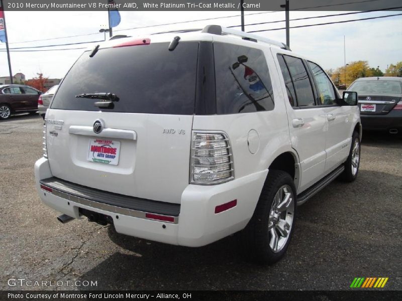 White Platinum Tri-Coat Metallic / Camel 2010 Mercury Mountaineer V8 Premier AWD