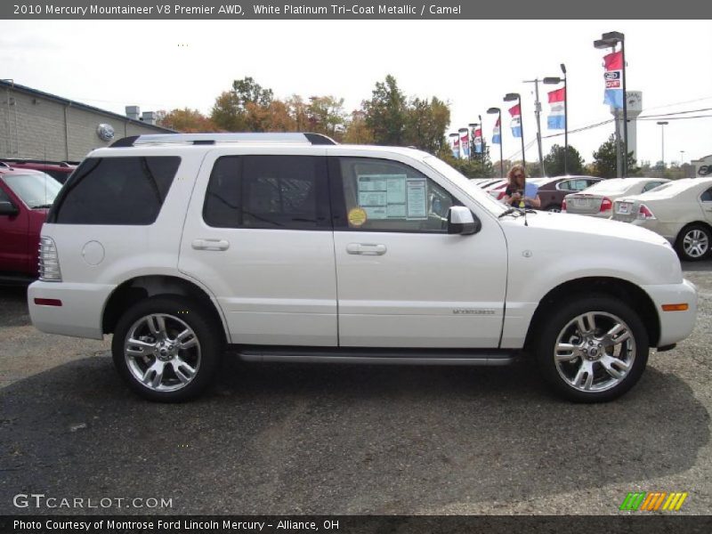 White Platinum Tri-Coat Metallic / Camel 2010 Mercury Mountaineer V8 Premier AWD