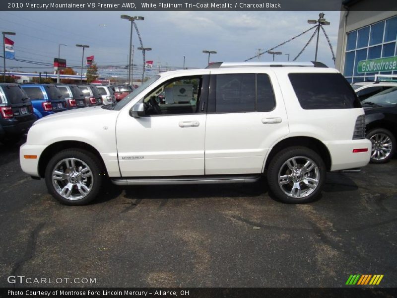 White Platinum Tri-Coat Metallic / Charcoal Black 2010 Mercury Mountaineer V8 Premier AWD