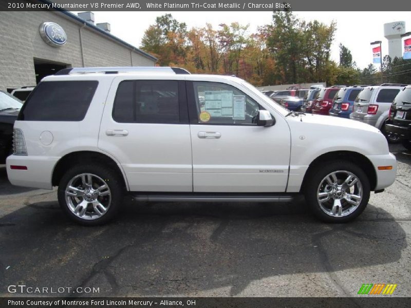 White Platinum Tri-Coat Metallic / Charcoal Black 2010 Mercury Mountaineer V8 Premier AWD