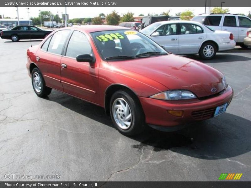 Cayenne Red Metallic / Gray 1998 Chevrolet Cavalier Sedan
