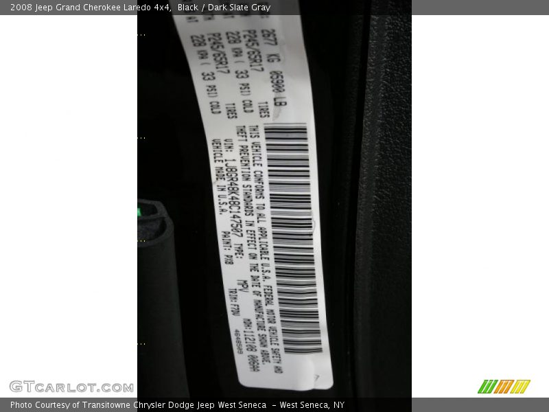 Black / Dark Slate Gray 2008 Jeep Grand Cherokee Laredo 4x4