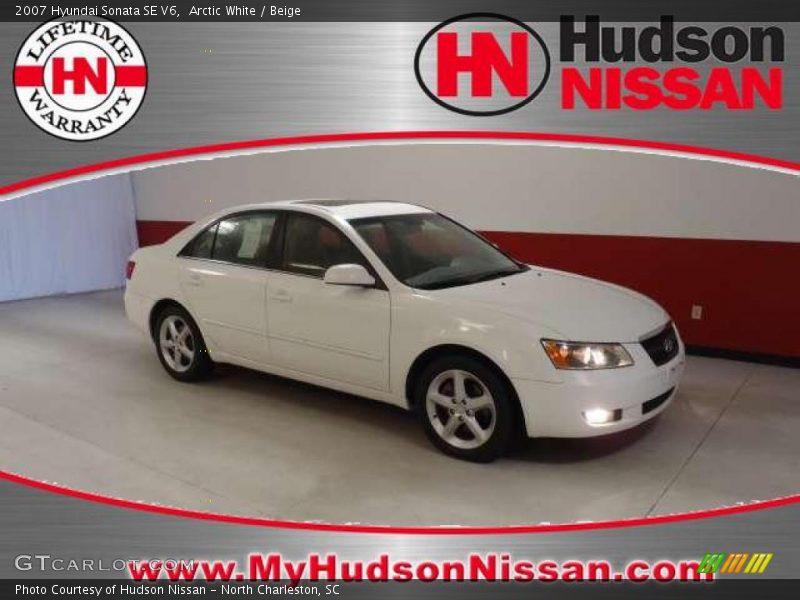 Arctic White / Beige 2007 Hyundai Sonata SE V6