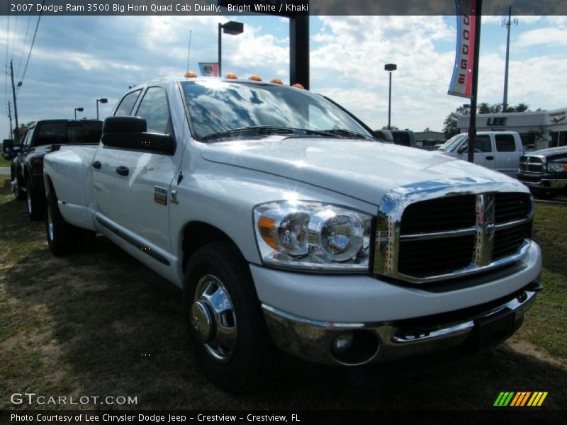 Bright White / Khaki 2007 Dodge Ram 3500 Big Horn Quad Cab Dually