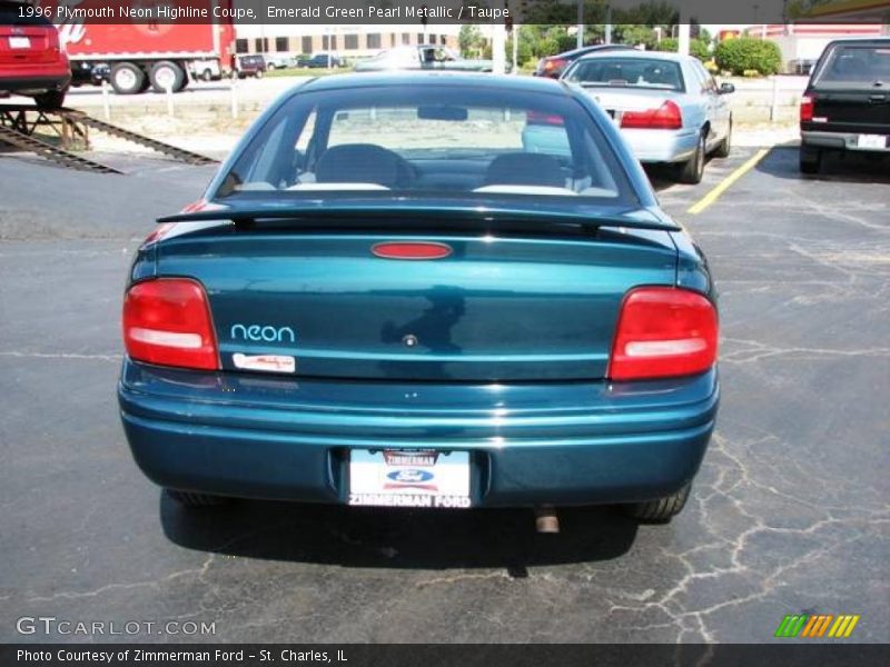 Emerald Green Pearl Metallic / Taupe 1996 Plymouth Neon Highline Coupe