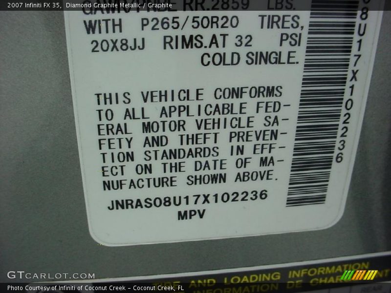 Diamond Graphite Metallic / Graphite 2007 Infiniti FX 35