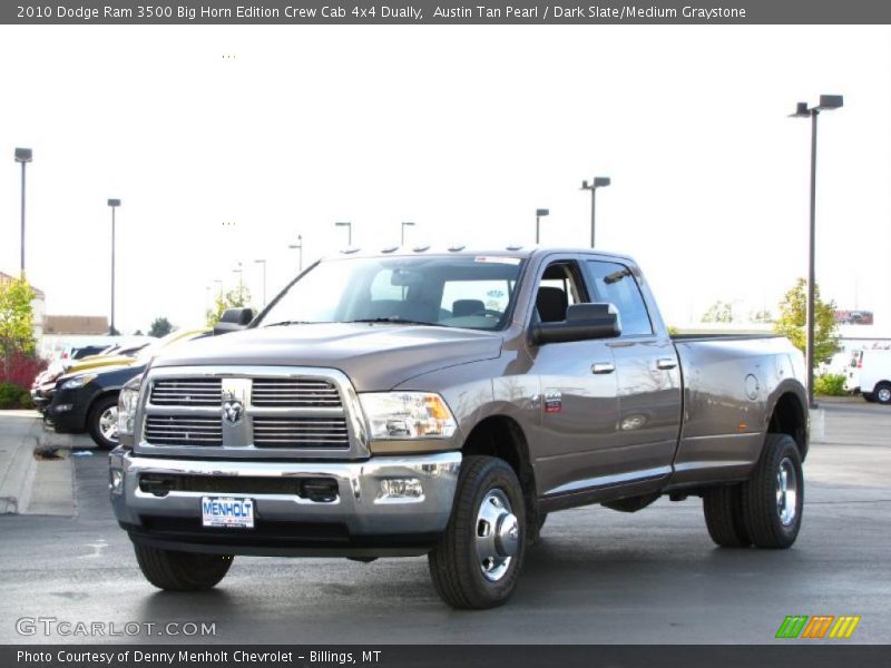 Austin Tan Pearl / Dark Slate/Medium Graystone 2010 Dodge Ram 3500 Big Horn Edition Crew Cab 4x4 Dually