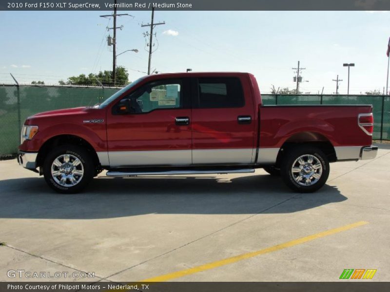 Vermillion Red / Medium Stone 2010 Ford F150 XLT SuperCrew