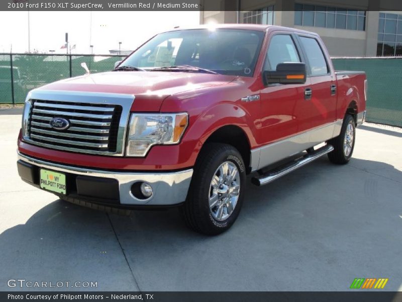 Vermillion Red / Medium Stone 2010 Ford F150 XLT SuperCrew