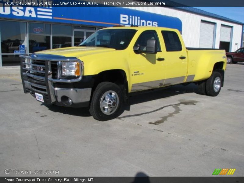 Fleet Yellow / Ebony/Light Cashmere 2008 GMC Sierra 3500HD SLE Crew Cab 4x4 Dually