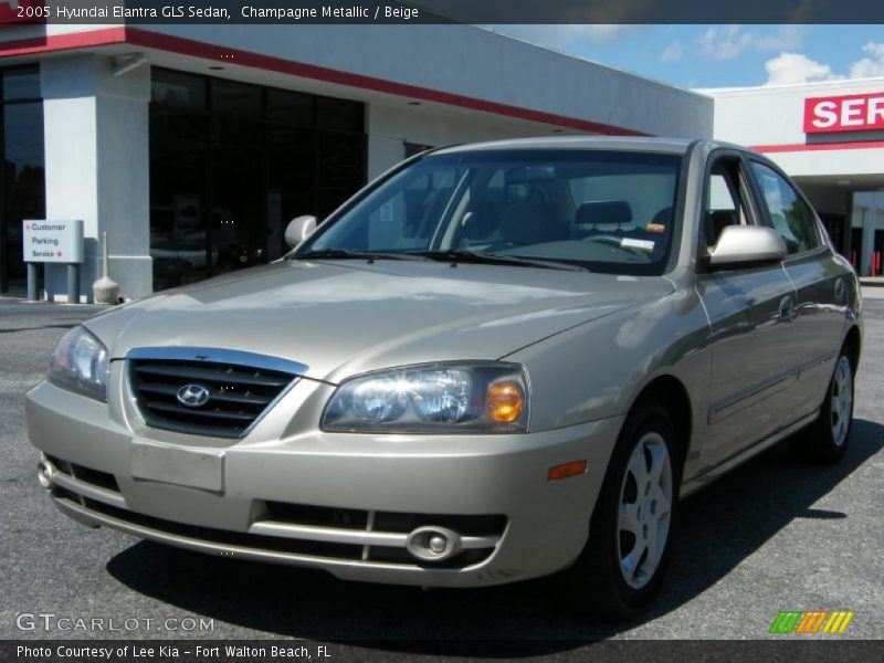 Champagne Metallic / Beige 2005 Hyundai Elantra GLS Sedan