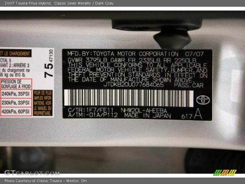 Classic Silver Metallic / Dark Gray 2007 Toyota Prius Hybrid