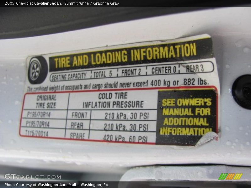 Summit White / Graphite Gray 2005 Chevrolet Cavalier Sedan