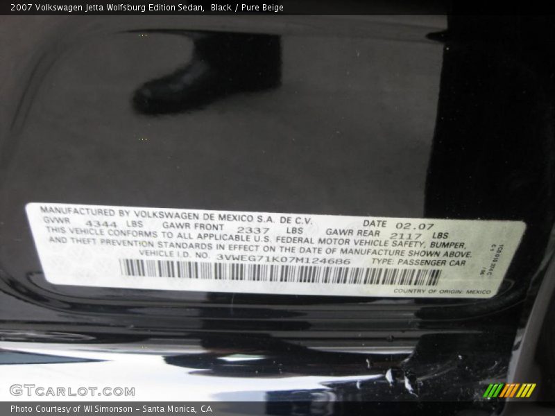 Black / Pure Beige 2007 Volkswagen Jetta Wolfsburg Edition Sedan