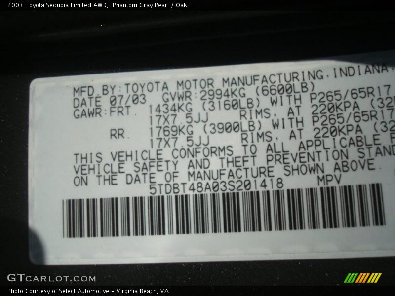 Phantom Gray Pearl / Oak 2003 Toyota Sequoia Limited 4WD