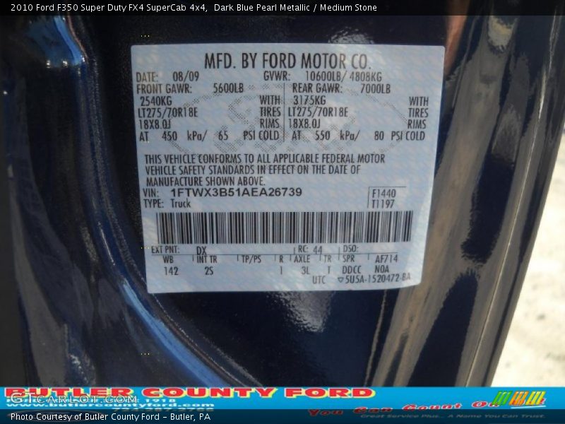 Dark Blue Pearl Metallic / Medium Stone 2010 Ford F350 Super Duty FX4 SuperCab 4x4