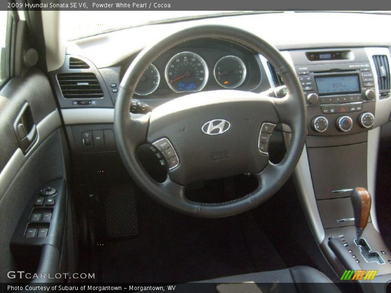 Powder White Pearl / Cocoa 2009 Hyundai Sonata SE V6