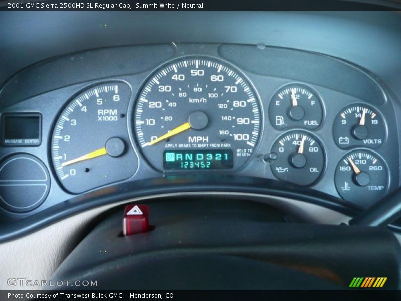  2001 Sierra 2500HD SL Regular Cab SL Regular Cab Gauges