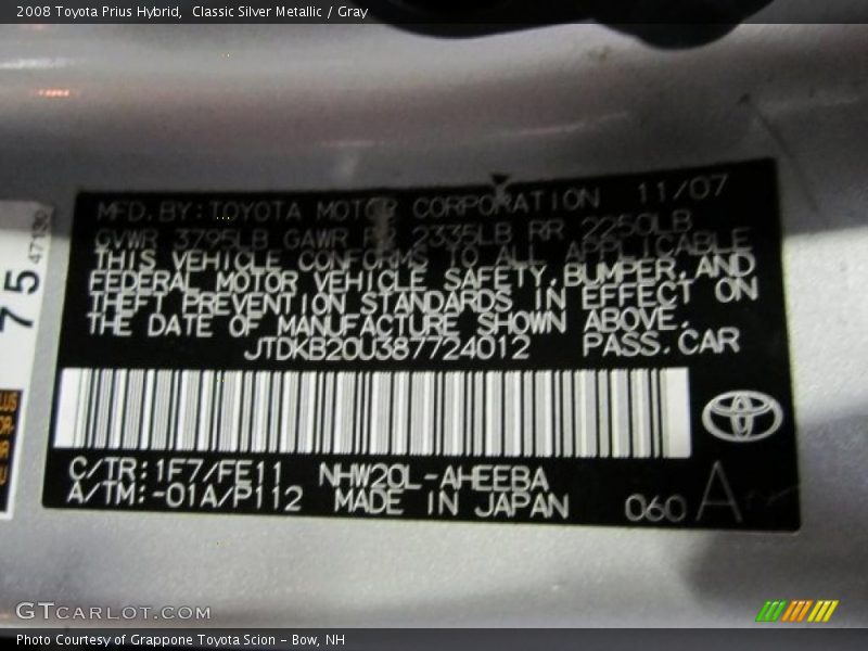 Classic Silver Metallic / Gray 2008 Toyota Prius Hybrid