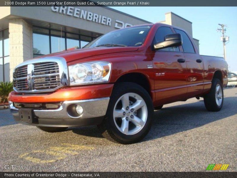 Sunburst Orange Pearl / Khaki 2008 Dodge Ram 1500 Lone Star Edition Quad Cab