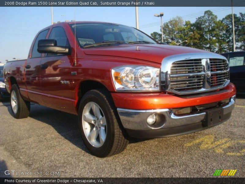 Sunburst Orange Pearl / Khaki 2008 Dodge Ram 1500 Lone Star Edition Quad Cab
