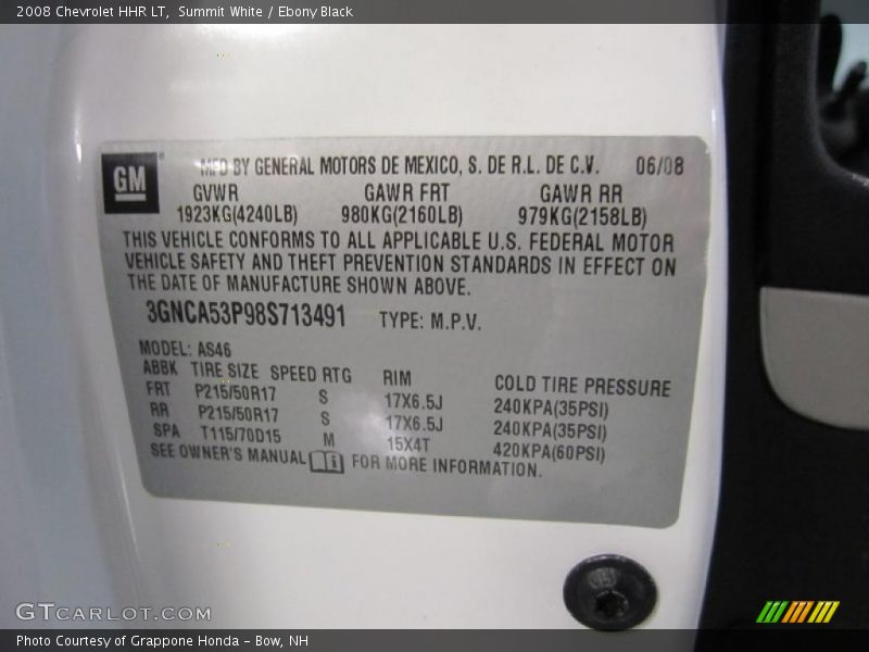 Summit White / Ebony Black 2008 Chevrolet HHR LT
