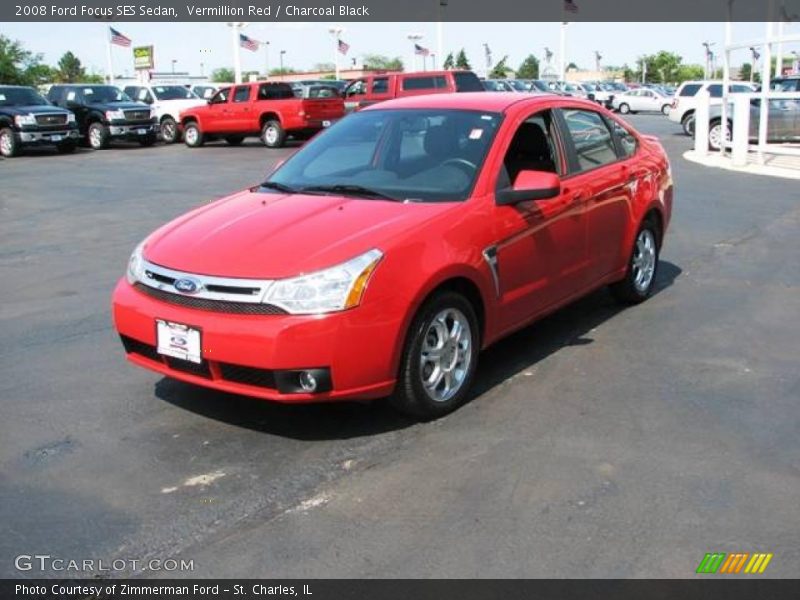 Vermillion Red / Charcoal Black 2008 Ford Focus SES Sedan