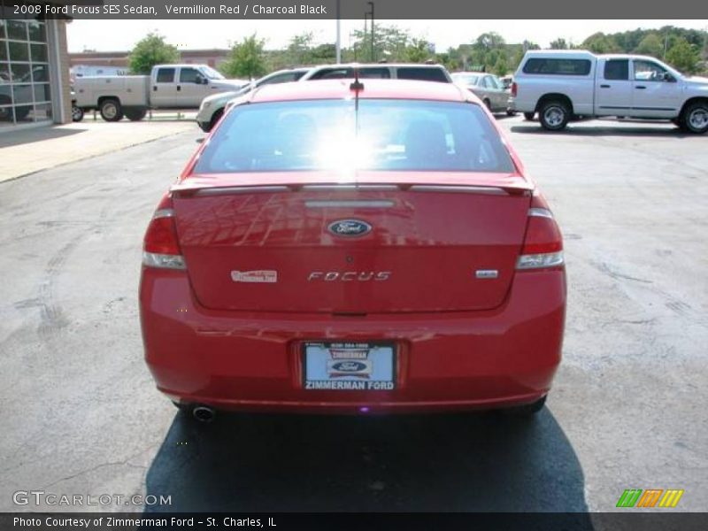 Vermillion Red / Charcoal Black 2008 Ford Focus SES Sedan