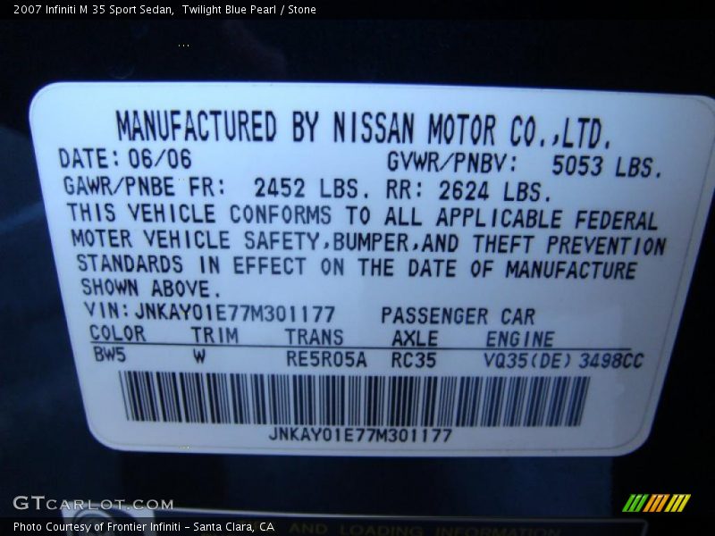Twilight Blue Pearl / Stone 2007 Infiniti M 35 Sport Sedan