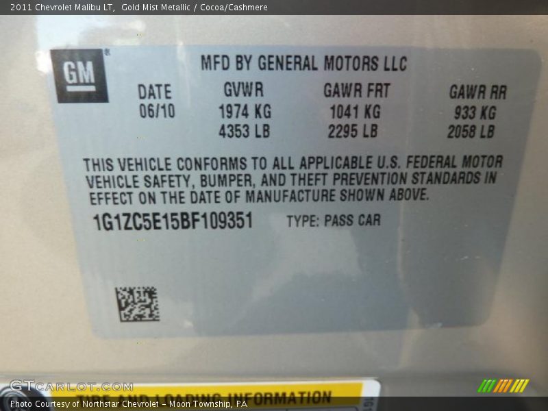 Gold Mist Metallic / Cocoa/Cashmere 2011 Chevrolet Malibu LT