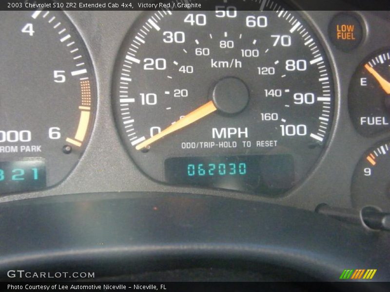 Victory Red / Graphite 2003 Chevrolet S10 ZR2 Extended Cab 4x4