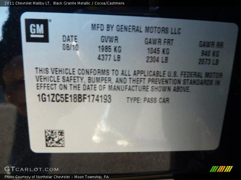 Black Granite Metallic / Cocoa/Cashmere 2011 Chevrolet Malibu LT