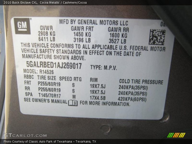 Cocoa Metallic / Cashmere/Cocoa 2010 Buick Enclave CXL