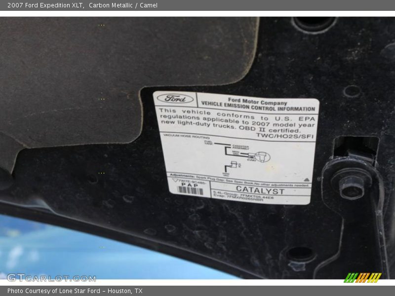 Info Tag of 2007 Expedition XLT