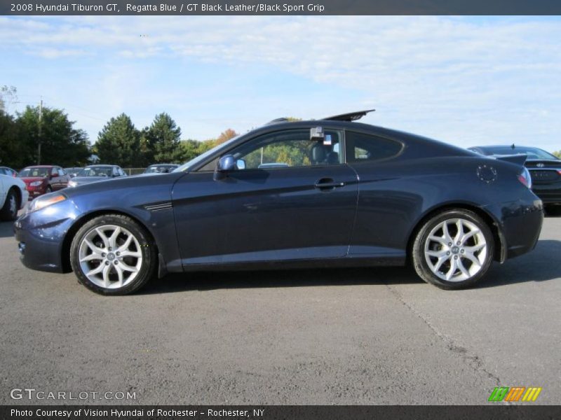 Regatta Blue / GT Black Leather/Black Sport Grip 2008 Hyundai Tiburon GT
