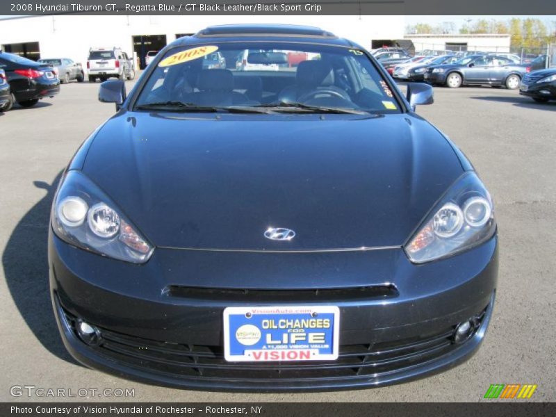 Regatta Blue / GT Black Leather/Black Sport Grip 2008 Hyundai Tiburon GT
