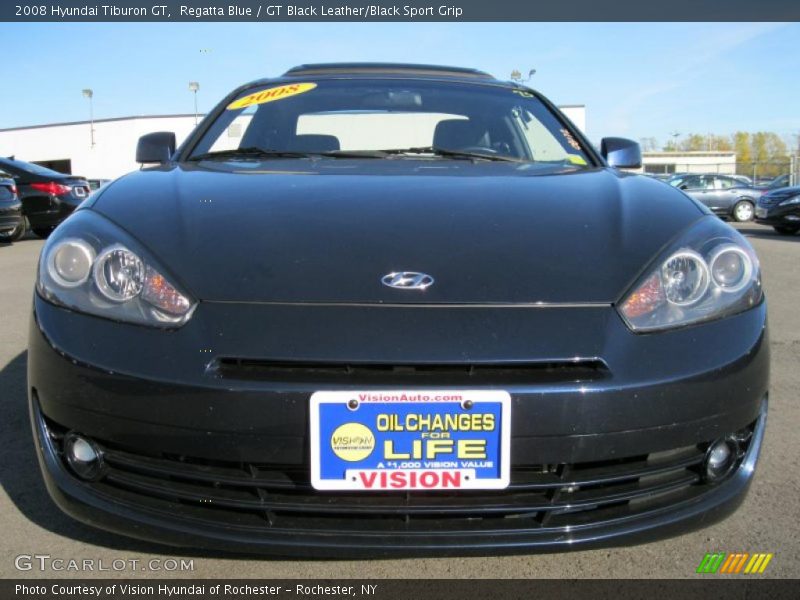 Regatta Blue / GT Black Leather/Black Sport Grip 2008 Hyundai Tiburon GT