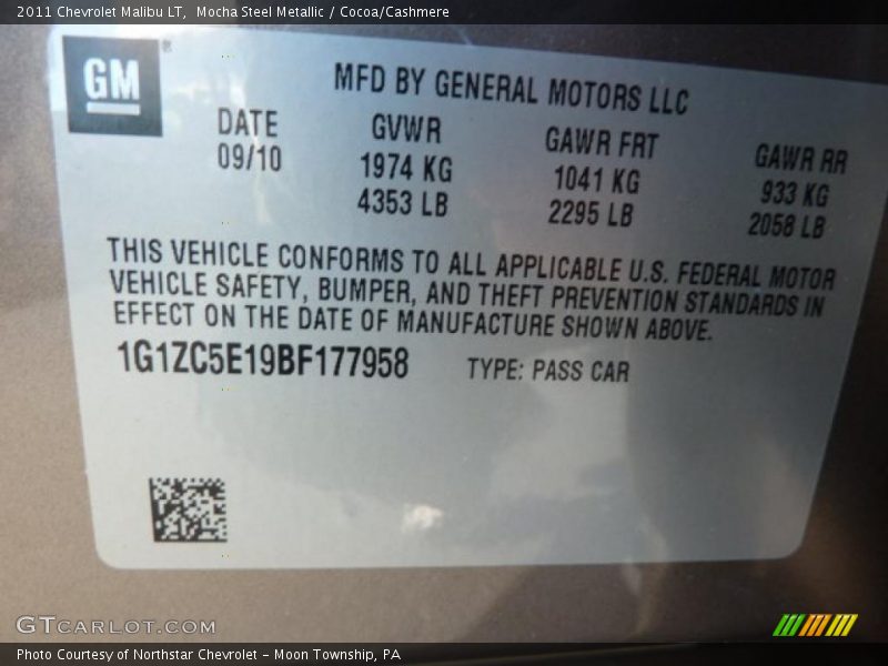 Mocha Steel Metallic / Cocoa/Cashmere 2011 Chevrolet Malibu LT