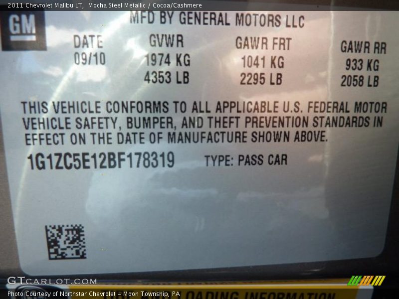 Mocha Steel Metallic / Cocoa/Cashmere 2011 Chevrolet Malibu LT