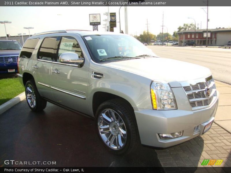 Silver Lining Metallic / Cocoa/Light Linen Tehama Leather 2011 Cadillac Escalade Platinum AWD