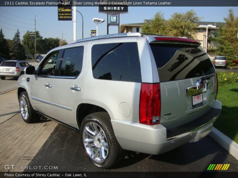 Silver Lining Metallic / Cocoa/Light Linen Tehama Leather 2011 Cadillac Escalade Platinum AWD